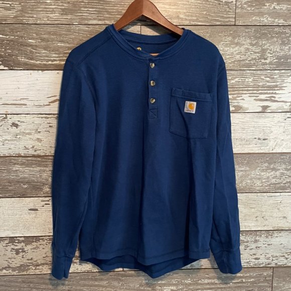 Carhartt Relaxed Fit Quarter Button Long Sleeve Work Wear Shirt - Picture 1 of 3